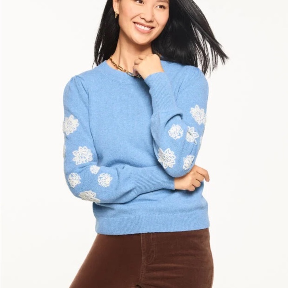 Talbots Embroidered Sleeve Sweater XS